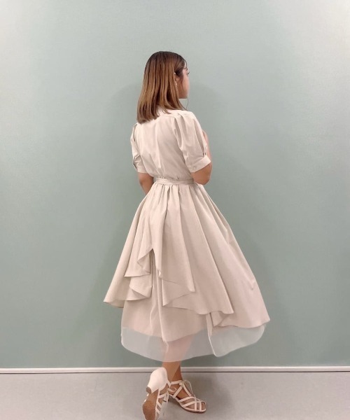 F i.n.t(フィント)の「バックラッフルストライプシャツワンピース/fint フィント(シャツワンピース・レディース・ベージュ/ライトブルー・FREE)」の18枚目の写真