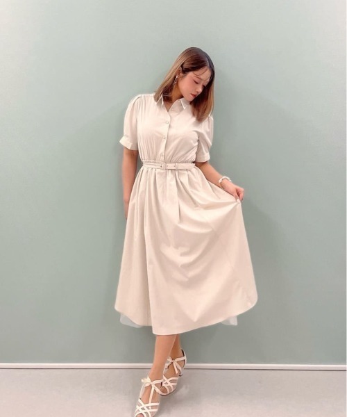 F i.n.t(フィント)の「バックラッフルストライプシャツワンピース/fint フィント(シャツワンピース・レディース・ベージュ/ライトブルー・FREE)」の19枚目の写真