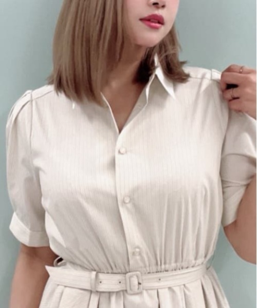 F i.n.t(フィント)の「バックラッフルストライプシャツワンピース/fint フィント(シャツワンピース・レディース・ベージュ/ライトブルー・FREE)」の21枚目の写真