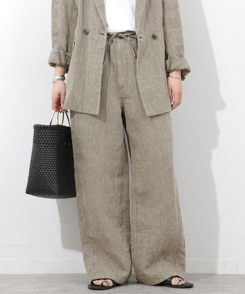 JOURNAL STANDARD relume（ジャーナルスタンダード　レリューム）の「ベルギーリネンワイドイージーパンツ（その他パンツ・レディース・ブラック/ブラウン/ベージュ・36/38）」の3枚目の写真