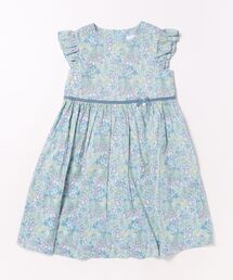 Tartine et Chocolat（タルティーヌエショコラ）の「【日本製】【お揃い】リバティ(SweetPeaLeaf)プリントタナローン袖フリルワンピース(90~140cm)（ワンピース）」