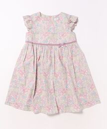 Tartine et Chocolat（タルティーヌエショコラ）の「【日本製】【お揃い】リバティ(SweetPeaLeaf)プリントタナローン袖フリルワンピース(90~140cm)（ワンピース）」