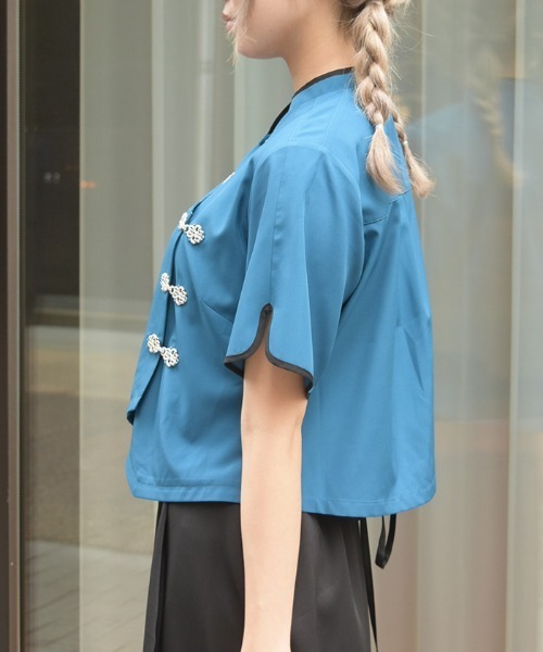 axes femme（アクシーズファム）の「チャイナボタンショートブラウス（シャツ/ブラウス・レディース・ブラック/ブルーグリーン/ホワイト・FREE）」の19枚目の写真