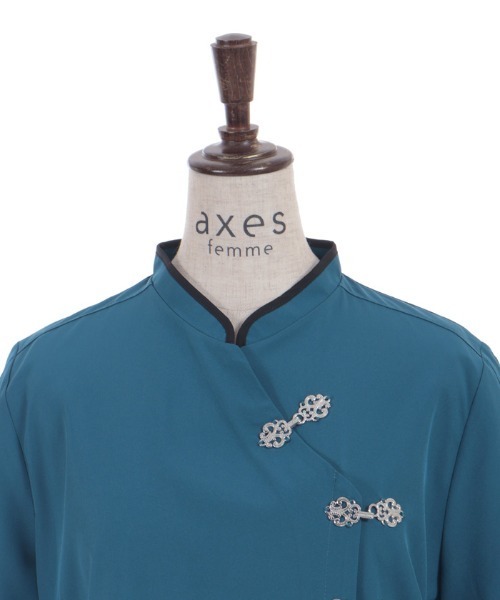 axes femme（アクシーズファム）の「チャイナボタンショートブラウス（シャツ/ブラウス・レディース・ブラック/ブルーグリーン/ホワイト・FREE）」の5枚目の写真