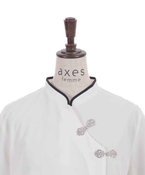 axes femme（アクシーズファム）の「チャイナボタンショートブラウス（シャツ/ブラウス・レディース・ブラック/ブルーグリーン/ホワイト・FREE）」の13枚目の写真