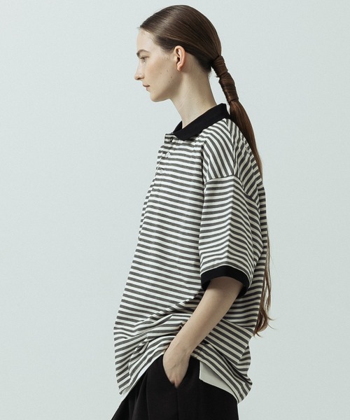 SLICK（スリック）の「【SLICK/スリック】Multi Border Drawstring Polo/マルチボーダー ドローストリング ポロ（ポロシャツ・メンズ・ホワイト/レッド・1/2）」の6枚目の写真