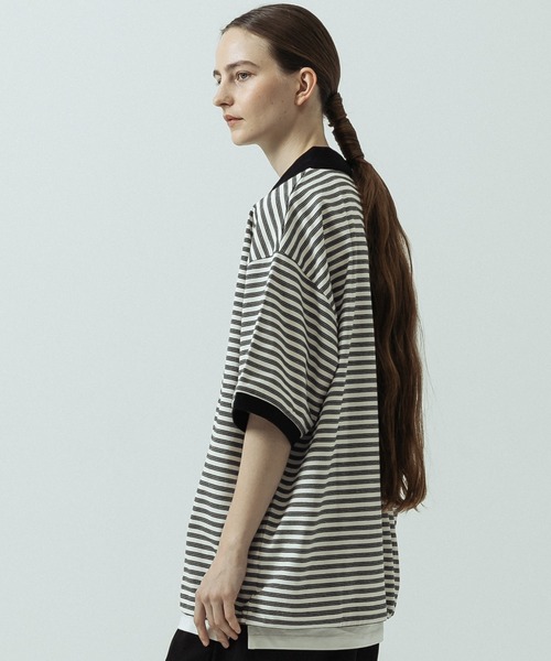 SLICK（スリック）の「【SLICK/スリック】Multi Border Drawstring Polo/マルチボーダー ドローストリング ポロ（ポロシャツ・メンズ・ホワイト/レッド・1/2）」の7枚目の写真