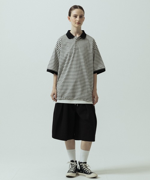 SLICK（スリック）の「【SLICK/スリック】Multi Border Drawstring Polo/マルチボーダー ドローストリング ポロ（ポロシャツ・メンズ・ホワイト/レッド・1/2）」の12枚目の写真