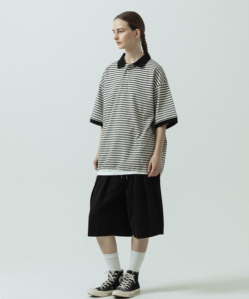SLICK（スリック）の「【SLICK/スリック】Multi Border Drawstring Polo/マルチボーダー ドローストリング ポロ（ポロシャツ・メンズ・ホワイト/レッド・1/2）」の13枚目の写真