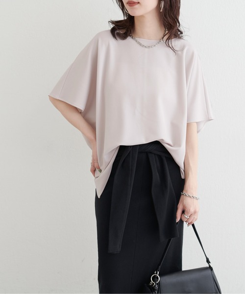 LARUTA(ラルータ)の「【LARUTA】カットジョーゼットショルダープルオーバー(Tシャツ/カットソー・レディース・ブラウン/ブラック/グレイッシュベージュ・FREE)」の1枚目の写真