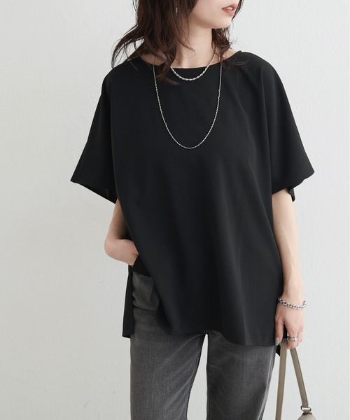 LARUTA(ラルータ)の「【LARUTA】カットジョーゼットショルダープルオーバー(Tシャツ/カットソー・レディース・ブラウン/ブラック/グレイッシュベージュ・FREE)」の2枚目の写真