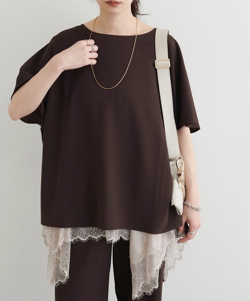 LARUTA(ラルータ)の「【LARUTA】カットジョーゼットショルダープルオーバー(Tシャツ/カットソー・レディース・ブラウン/ブラック/グレイッシュベージュ・FREE)」の10枚目の写真