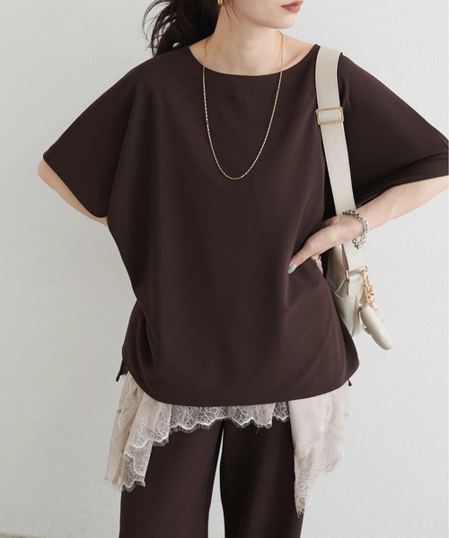 LARUTA(ラルータ)の「【LARUTA】カットジョーゼットショルダープルオーバー(Tシャツ/カットソー・レディース・ブラウン/ブラック/グレイッシュベージュ・FREE)」の9枚目の写真