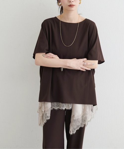 LARUTA(ラルータ)の「【LARUTA】カットジョーゼットショルダープルオーバー(Tシャツ/カットソー・レディース・ブラウン/ブラック/グレイッシュベージュ・FREE)」の8枚目の写真