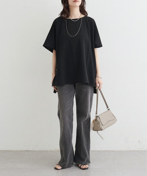 LARUTA(ラルータ)の「【LARUTA】カットジョーゼットショルダープルオーバー(Tシャツ/カットソー・レディース・ブラウン/ブラック/グレイッシュベージュ・FREE)」の6枚目の写真