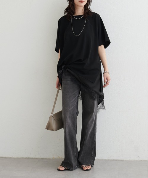 LARUTA(ラルータ)の「【LARUTA】カットジョーゼットショルダープルオーバー(Tシャツ/カットソー・レディース・ブラウン/ブラック/グレイッシュベージュ・FREE)」の7枚目の写真
