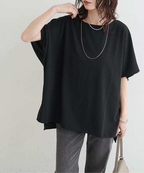 LARUTA(ラルータ)の「【LARUTA】カットジョーゼットショルダープルオーバー(Tシャツ/カットソー・レディース・ブラウン/ブラック/グレイッシュベージュ・FREE)」の5枚目の写真