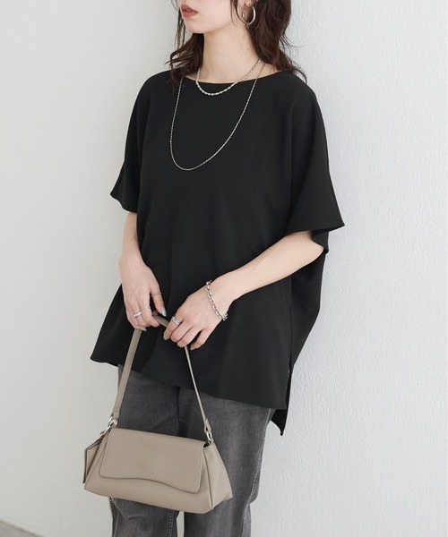 LARUTA(ラルータ)の「【LARUTA】カットジョーゼットショルダープルオーバー(Tシャツ/カットソー・レディース・ブラウン/ブラック/グレイッシュベージュ・FREE)」の4枚目の写真