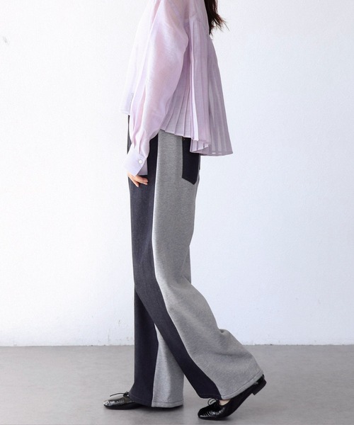 Jines（ジネス）の「デニム×裏毛ワイドパンツ（デニムパンツ・レディース・ブラック/インディゴブルー・38）」の5枚目の写真