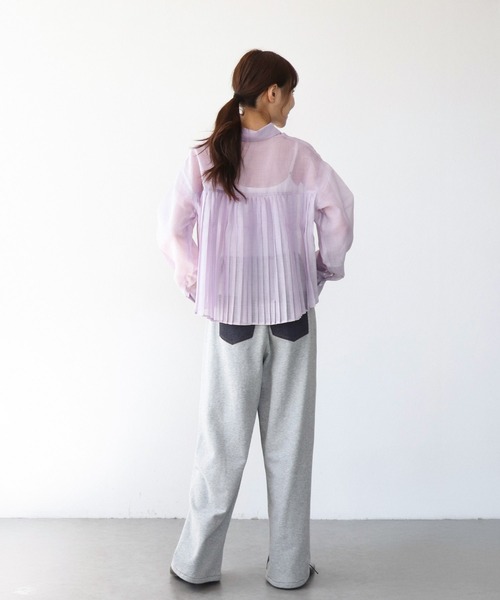 Jines（ジネス）の「デニム×裏毛ワイドパンツ（デニムパンツ・レディース・ブラック/インディゴブルー・38）」の6枚目の写真