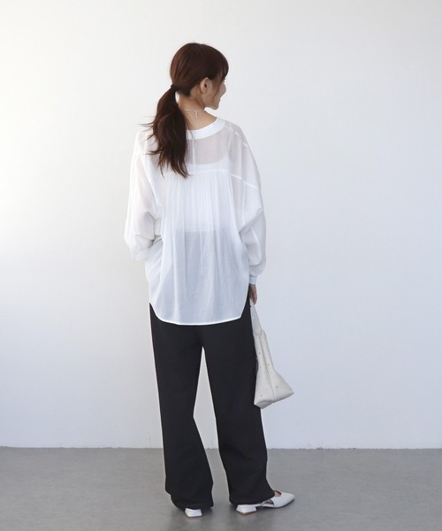 Jines（ジネス）の「デニム×裏毛ワイドパンツ（デニムパンツ・レディース・ブラック/インディゴブルー・38）」の10枚目の写真