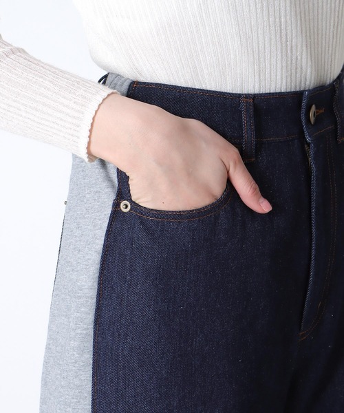 Jines（ジネス）の「デニム×裏毛ワイドパンツ（デニムパンツ・レディース・ブラック/インディゴブルー・38）」の16枚目の写真