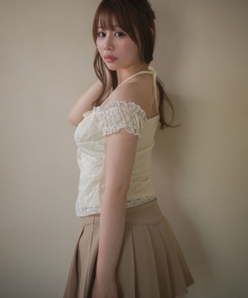 M DOLLY(エムドリー)の「High waist emmy pleats mini skirt / ハイウエストエミープリーツミニスカート(スカート・レディース・ベージュ/ブラック・S/M)」の15枚目の写真
