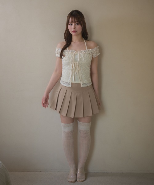 M DOLLY(エムドリー)の「High waist emmy pleats mini skirt / ハイウエストエミープリーツミニスカート(スカート・レディース・ベージュ/ブラック・S/M)」の16枚目の写真