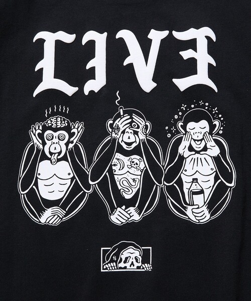 LURKING CLASS(ラーキングクラス)の「LURKING CLASS/ラーキングクラス 限定展開 LURKING CLASS×FREAK'S STORE 別注 ヴィンテージ加工 プリント Tシャツ / LIV3(Tシャツ/カットソー・メンズ・ホワイト/ブラック・MEDIUM/LARGE/X-LARGE)」の8枚目の写真