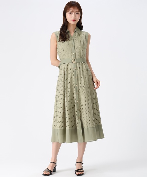 MISCH MASCH(ミッシュマッシュ)の「2026春夏新作 総レースノースリシャツワンピース(シャツワンピース・レディース・ブルー/カーキ/ホワイト/ブラウン・S/M)」の3枚目の写真