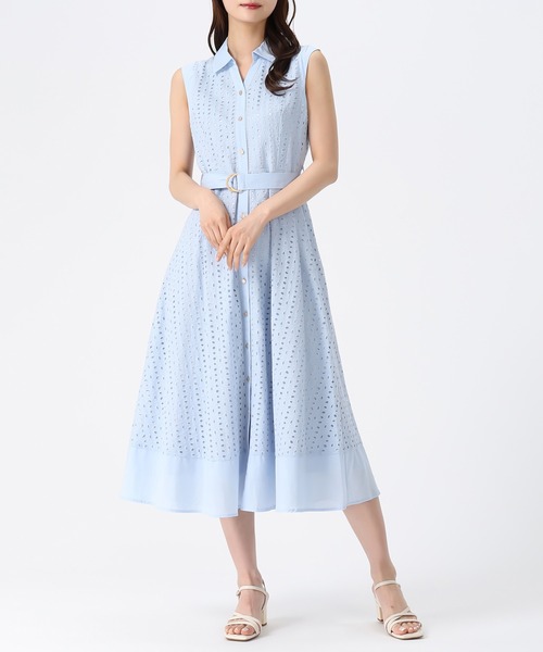 MISCH MASCH(ミッシュマッシュ)の「2026春夏新作 総レースノースリシャツワンピース(シャツワンピース・レディース・ブルー/カーキ/ホワイト/ブラウン・S/M)」の4枚目の写真