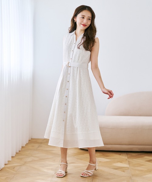 MISCH MASCH(ミッシュマッシュ)の「2026春夏新作 総レースノースリシャツワンピース(シャツワンピース・レディース・ブルー/カーキ/ホワイト/ブラウン・S/M)」の5枚目の写真