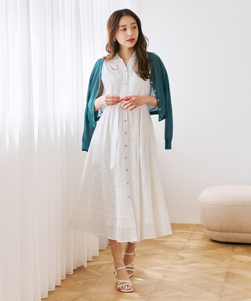 MISCH MASCH(ミッシュマッシュ)の「2026春夏新作 総レースノースリシャツワンピース(シャツワンピース・レディース・ブルー/カーキ/ホワイト/ブラウン・S/M)」の7枚目の写真
