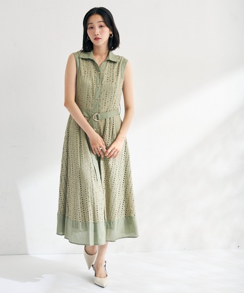 MISCH MASCH(ミッシュマッシュ)の「2026春夏新作 総レースノースリシャツワンピース(シャツワンピース・レディース・ブルー/カーキ/ホワイト/ブラウン・S/M)」の22枚目の写真