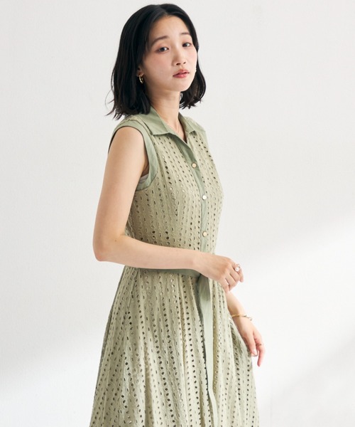 MISCH MASCH(ミッシュマッシュ)の「2026春夏新作 総レースノースリシャツワンピース(シャツワンピース・レディース・ブルー/カーキ/ホワイト/ブラウン・S/M)」の20枚目の写真