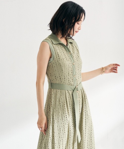 MISCH MASCH(ミッシュマッシュ)の「2026春夏新作 総レースノースリシャツワンピース(シャツワンピース・レディース・ブルー/カーキ/ホワイト/ブラウン・S/M)」の19枚目の写真