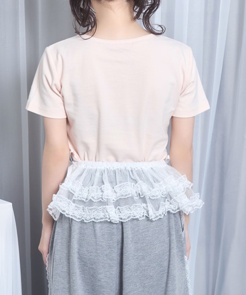 Honey Cinnamon（ハニーシナモン）の「ビジューロゴTシャツ（Tシャツ/カットソー・レディース・ホワイト/ピンク・FREE）」の13枚目の写真