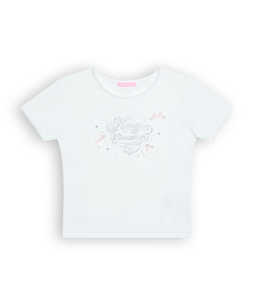 Honey Cinnamon（ハニーシナモン）の「ビジューロゴTシャツ（Tシャツ/カットソー・レディース・ホワイト/ピンク・FREE）」の8枚目の写真