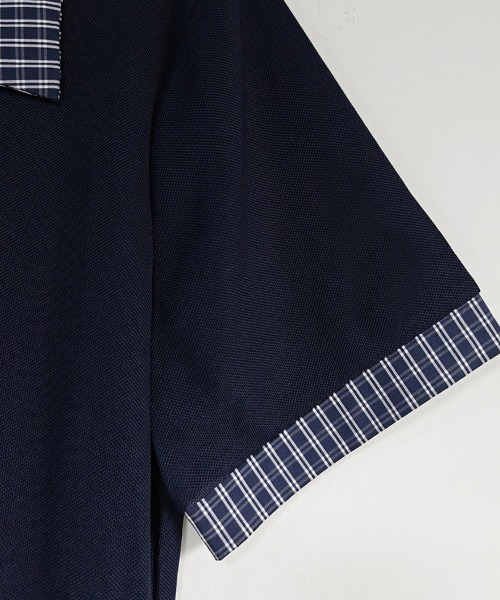 ONEP STAR（ワンピスター）の「チェック襟半袖ブラウス（シャツ/ブラウス・レディース・ネイビー・MEDIUM/LARGE/X-LARGE）」の14枚目の写真