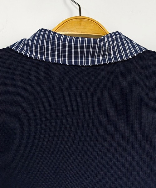 ONEP STAR（ワンピスター）の「チェック襟半袖ブラウス（シャツ/ブラウス・レディース・ネイビー・MEDIUM/LARGE/X-LARGE）」の15枚目の写真