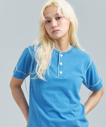 Healthknit（ヘルスニット）の「Healthknit INDIGO HENLEY NECK SHORT SLEEVE TEE（Tシャツ/カットソー）」