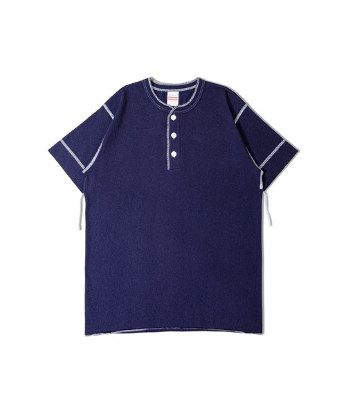 Healthknit(ヘルスニット)の「Healthknit INDIGO HENLEY NECK SHORT SLEEVE TEE(Tシャツ/カットソー・メンズ・ライトインディゴブルー/ダークインディゴブルー/インディゴブルー・M/L/XL)」の6枚目の写真