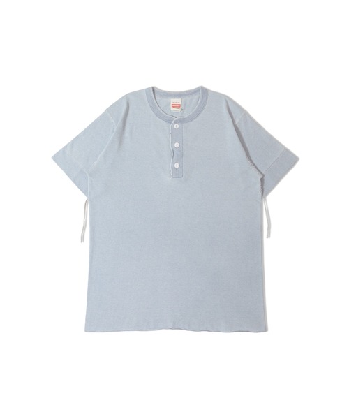 Healthknit(ヘルスニット)の「Healthknit INDIGO HENLEY NECK SHORT SLEEVE TEE(Tシャツ/カットソー・メンズ・ライトインディゴブルー/ダークインディゴブルー/インディゴブルー・M/L/XL)」の8枚目の写真
