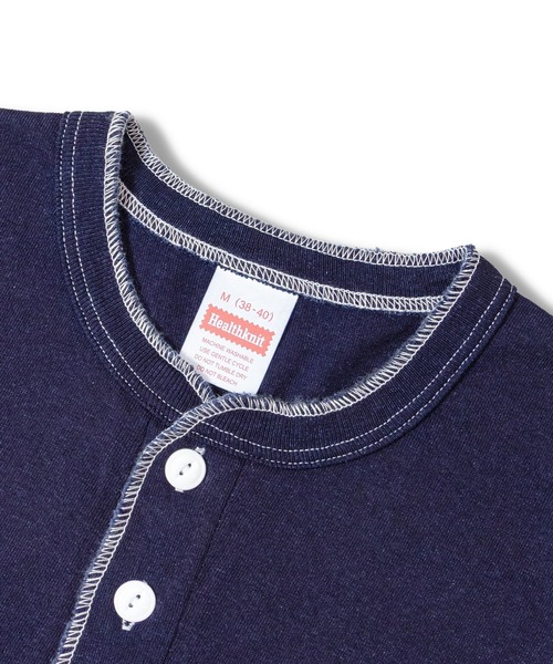 Healthknit(ヘルスニット)の「Healthknit INDIGO HENLEY NECK SHORT SLEEVE TEE(Tシャツ/カットソー・メンズ・ライトインディゴブルー/ダークインディゴブルー/インディゴブルー・M/L/XL)」の10枚目の写真