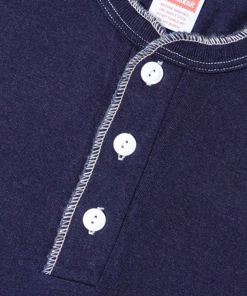 Healthknit(ヘルスニット)の「Healthknit INDIGO HENLEY NECK SHORT SLEEVE TEE(Tシャツ/カットソー・メンズ・ライトインディゴブルー/ダークインディゴブルー/インディゴブルー・M/L/XL)」の11枚目の写真
