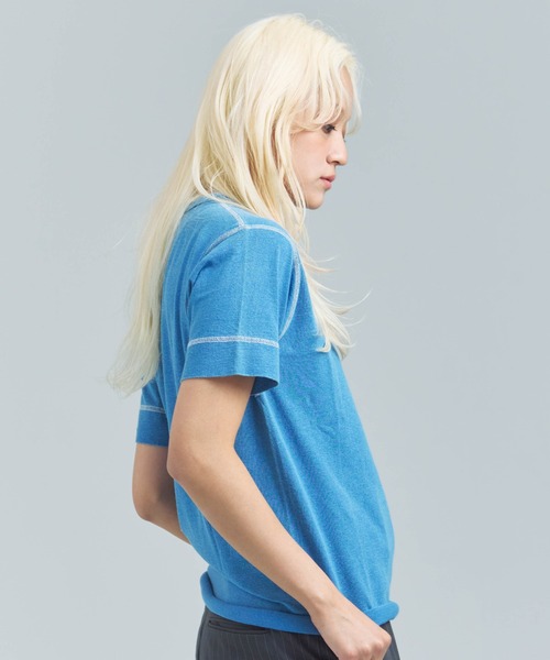 Healthknit(ヘルスニット)の「Healthknit INDIGO HENLEY NECK SHORT SLEEVE TEE(Tシャツ/カットソー・メンズ・ライトインディゴブルー/ダークインディゴブルー/インディゴブルー・M/L/XL)」の16枚目の写真