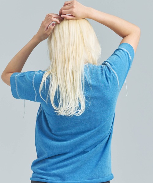 Healthknit(ヘルスニット)の「Healthknit INDIGO HENLEY NECK SHORT SLEEVE TEE(Tシャツ/カットソー・メンズ・ライトインディゴブルー/ダークインディゴブルー/インディゴブルー・M/L/XL)」の20枚目の写真