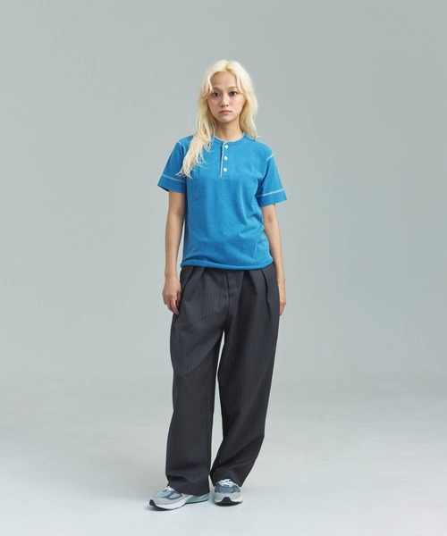 Healthknit(ヘルスニット)の「Healthknit INDIGO HENLEY NECK SHORT SLEEVE TEE(Tシャツ/カットソー・メンズ・ライトインディゴブルー/ダークインディゴブルー/インディゴブルー・M/L/XL)」の22枚目の写真