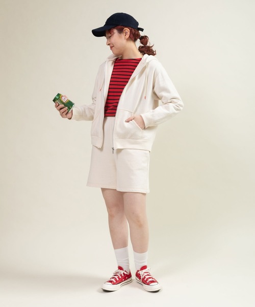 CHILD WOMAN(チャイルドウーマン)の「30/10裏毛ショートパンツ(セットアップ対応)(スウェットパンツ・レディース・アイボリー・FREE)」の7枚目の写真