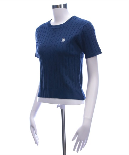 U.S. POLO ASSN.(ユーエスポロアッスン)の「【U.S. POLO ASSN.】clear 別注 クルーネックケーブル半袖ニットトップス(ニット/セーター・レディース・イエロー系その他/アイボリー/ネイビー/ブルーグレー/ブラウン・F)」の15枚目の写真